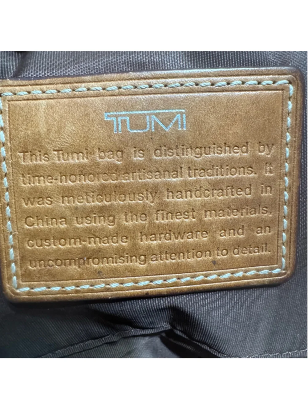 Tumi Tan & Cognac Leather Satchel Tote Double Pocket Ring Handle Bag